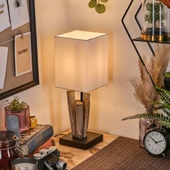 Lampes En Tissu-hofstein Caren Lampe de bureau, Lampe à poser Écru, Noir, 1 lumière