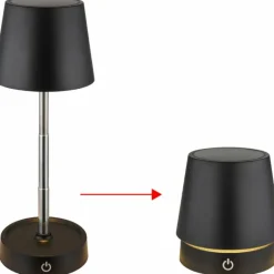 Luminaires Globo Lighting Carlos Lampe à poser LED Chrome, Noir, 1 lumière* Lampes À Poser