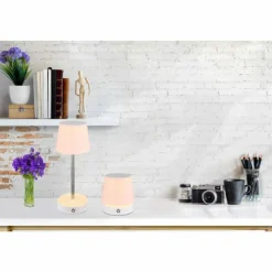 Luminaires Globo Lighting Carlos Lampe à poser LED Chrome, Blanc, 1 lumière* Éclairage Led