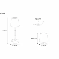 Luminaires Globo Lighting Carlos Lampe à poser LED Chrome, Blanc, 1 lumière* Éclairage Led