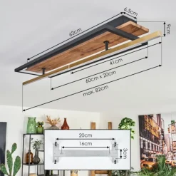 hofstein Cascada Plafonnier LED Laiton, Écru, Noir, 1 lumière