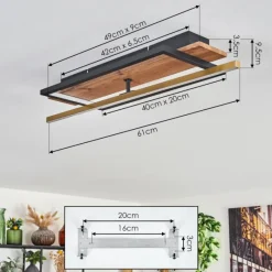 hofstein Cascada Plafonnier LED Laiton, Écru, Noir, 1 lumière