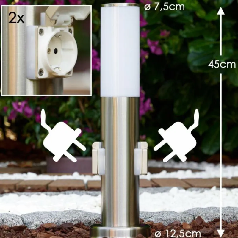 hofstein Caserta Borne lumineuse, Lampadaire, Eclairage de chemin Acier inoxydable, 1 lumière