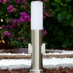 hofstein Caserta Borne lumineuse, Lampadaire, Eclairage de chemin Acier inoxydable, 1 lumière