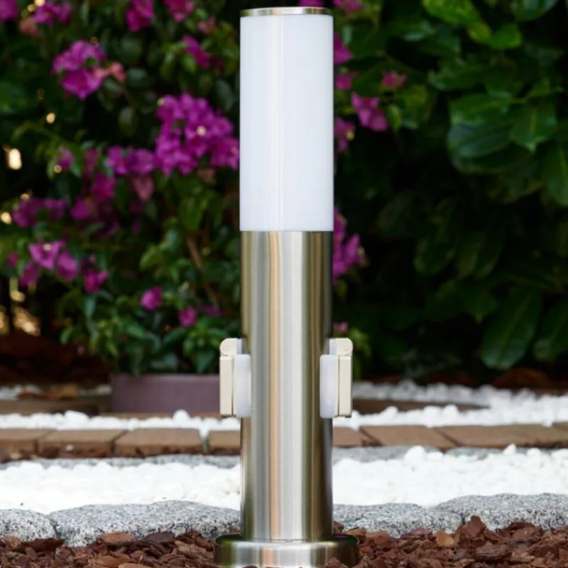 hofstein Caserta Borne lumineuse, Lampadaire, Eclairage de chemin Acier inoxydable, 1 lumière