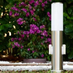 hofstein Caserta Borne lumineuse, Lampadaire, Eclairage de chemin Acier inoxydable, 1 lumière