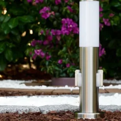 hofstein Caserta Borne lumineuse, Lampadaire, Eclairage de chemin Acier inoxydable, 1 lumière