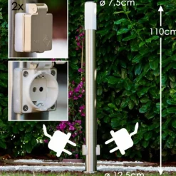 hofstein Caserta Lampadaire, Eclairage de chemin Acier inoxydable, 1 lumière