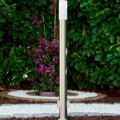 hofstein Caserta Lampadaire, Eclairage de chemin Acier inoxydable, 1 lumière