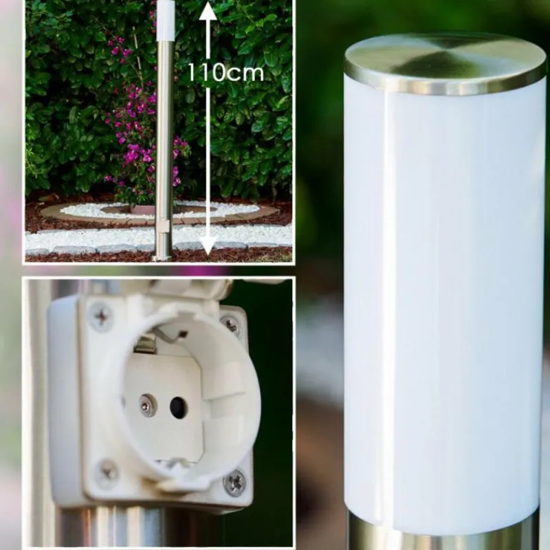 hofstein Caserta Lampadaire, Eclairage de chemin Acier inoxydable, 1 lumière