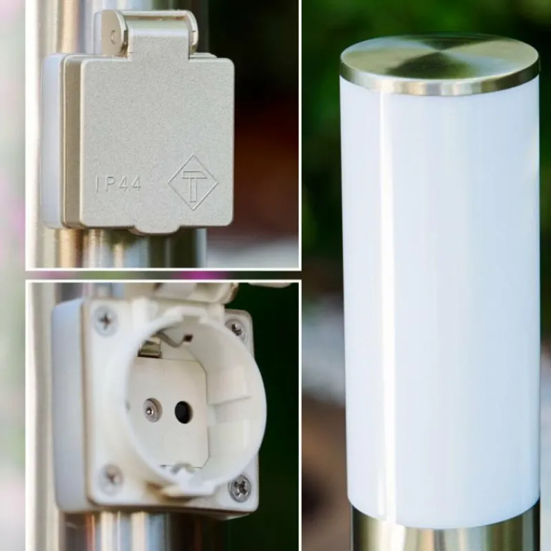 hofstein Caserta Lampadaire, Eclairage de chemin Acier inoxydable, 1 lumière