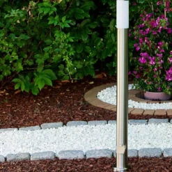 hofstein Caserta Lampadaire, Eclairage de chemin Acier inoxydable, 1 lumière