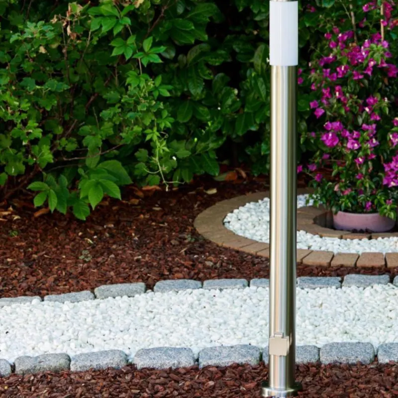 hofstein Caserta Lampadaire, Eclairage de chemin Acier inoxydable, 1 lumière