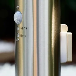 hofstein Caserta Lampadaire, Eclairage de chemin Acier inoxydable, 1 lumière, Détecteur de mouvement