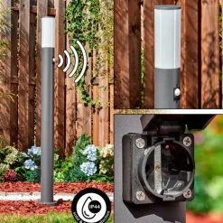 hofstein Caserta Lampe à prise électrique, Eclairage de chemin Anthracite, 1 lumière, Détecteur de mouvement