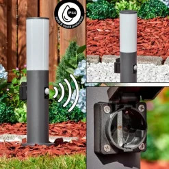 hofstein Caserta Prises électriques d'extérieur, Borne lumineuse, Eclairage de chemin Anthracite, 1 lumière, Détecteur de mouvement