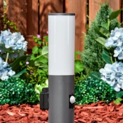 hofstein Caserta Prises électriques d'extérieur, Borne lumineuse, Eclairage de chemin Anthracite, 1 lumière, Détecteur de mouvement