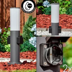 hofstein Caserta Prises électriques d'extérieur, Borne lumineuse, Eclairage de chemin Anthracite, 1 lumière