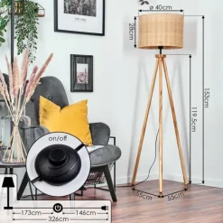 Luminaires Scandinaves-hofstein Cavaca Lampadaire Écru, Noir, 1 lumière