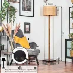 Luminaires Scandinaves-hofstein Cavaca Lampadaire Écru, Noir, 1 lumière