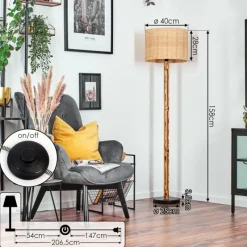 Luminaires Scandinaves-hofstein Cavaca Lampadaire Écru, Noir, 1 lumière