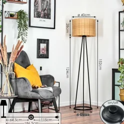 hofstein Cavaca Lampadaire, Liseuse Noir, 1 lumière