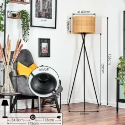 hofstein Cavaca Lampadaire Noir, 1 lumière