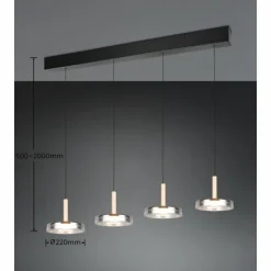 Suspension Verre Fumé-Luminaires Trio Celeste Suspension LED Noir, 1 lumière