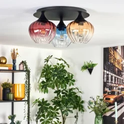 hofstein Cem Plafonnier Bleu, Jaune, Clair, Rouge, 3 lumières