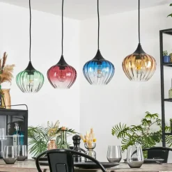 hofstein Cem Suspension, Suspension Bleu, Jaune, Vert, Clair, Rouge, 4 lumières