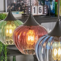 hofstein Cem Suspension, Suspension Bleu, Jaune, Vert, Clair, Rouge, 4 lumières