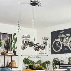 hofstein Chariton Suspension Noir, 6 lumières