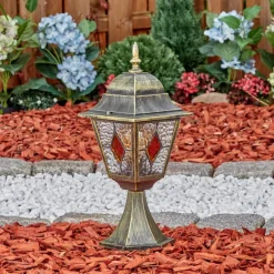 Luminaires Rustiques-hofstein Chatelain Borne lumineuse, Eclairage de chemin Or, Noir, 1 lumière