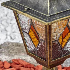 Luminaires Rustiques-hofstein Chatelain Borne lumineuse, Eclairage de chemin Or, Noir, 1 lumière