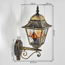 Luminaires Rustiques-hofstein Chatelain Luminaire extérieur, Lampe murale d´extérieur Or, Noir, 1 lumière