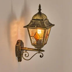 Luminaires Rustiques-hofstein Chatelain Luminaire extérieur, Lampe murale d´extérieur Or, Noir, 1 lumière