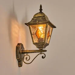 Luminaires Rustiques-hofstein Chatelain Luminaire extérieur, Lampe murale d´extérieur Or, Noir, 1 lumière