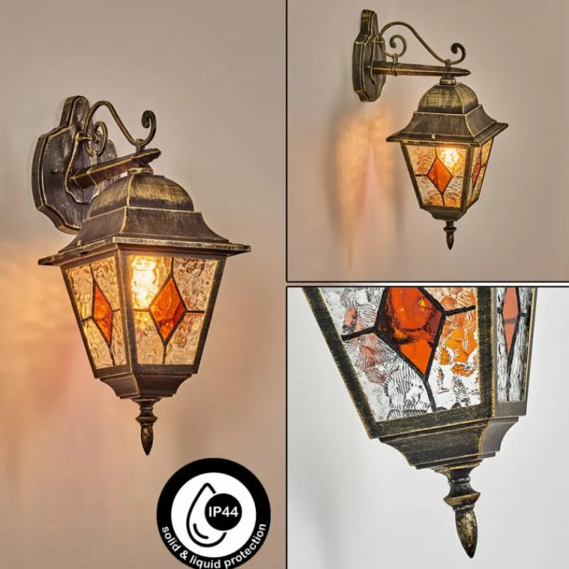 Luminaires Rustiques-hofstein Chatelain Luminaire extérieur, Lampe murale d´extérieur Or, Noir, 1 lumière