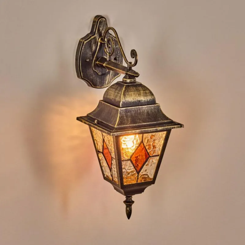 Luminaires Rustiques-hofstein Chatelain Luminaire extérieur, Lampe murale d´extérieur Or, Noir, 1 lumière