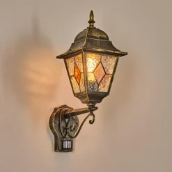 Luminaires Rustiques-hofstein Chatelain Luminaire extérieur, Lampe murale d´extérieur Or, Noir, 1 lumière, Détecteur de mouvement