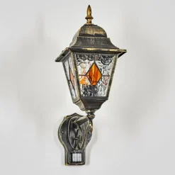 Luminaires Rustiques-hofstein Chatelain Luminaire extérieur, Lampe murale d´extérieur Or, Noir, 1 lumière, Détecteur de mouvement