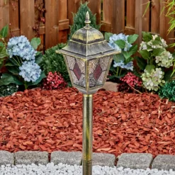 Luminaires Rustiques-hofstein Chatelain Luminaire extérieur, Eclairage de chemin Or, Noir, 1 lumière