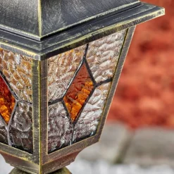 Luminaires Rustiques-hofstein Chatelain Luminaire extérieur, Eclairage de chemin Or, Noir, 1 lumière, Détecteur de mouvement