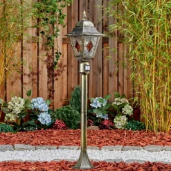 Luminaires Rustiques-hofstein Chatelain Luminaire extérieur, Eclairage de chemin Or, Noir, 1 lumière, Détecteur de mouvement