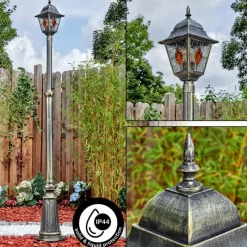 Luminaires Rustiques-hofstein Chatelain Luminaire extérieur, Réverbère, Eclairage de chemin Or, Noir, 1 lumière