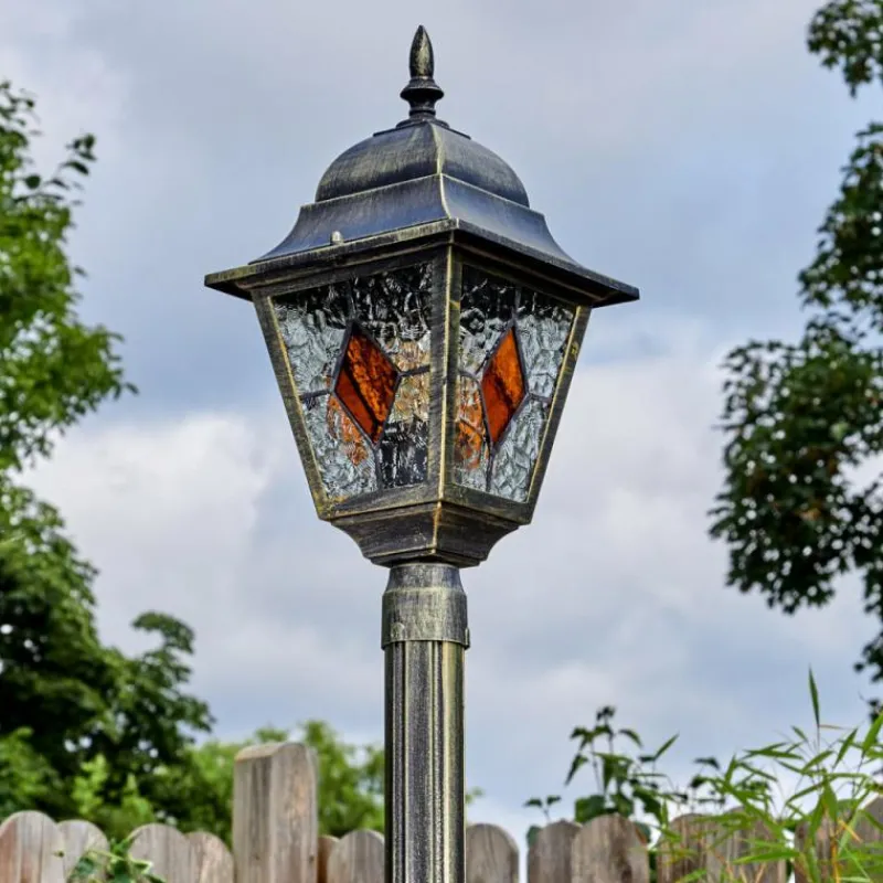 Luminaires Rustiques-hofstein Chatelain Luminaire extérieur, Réverbère, Eclairage de chemin Or, Noir, 1 lumière