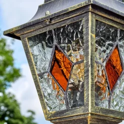 Luminaires Rustiques-hofstein Chatelain Luminaire extérieur, Réverbère, Eclairage de chemin Or, Noir, 1 lumière