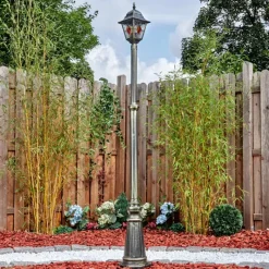 Luminaires Rustiques-hofstein Chatelain Luminaire extérieur, Réverbère, Eclairage de chemin Or, Noir, 1 lumière