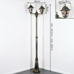 Luminaires Rustiques-hofstein Chatelain Luminaire extérieur, Réverbère, Eclairage de chemin Or, Noir, 2 lumières