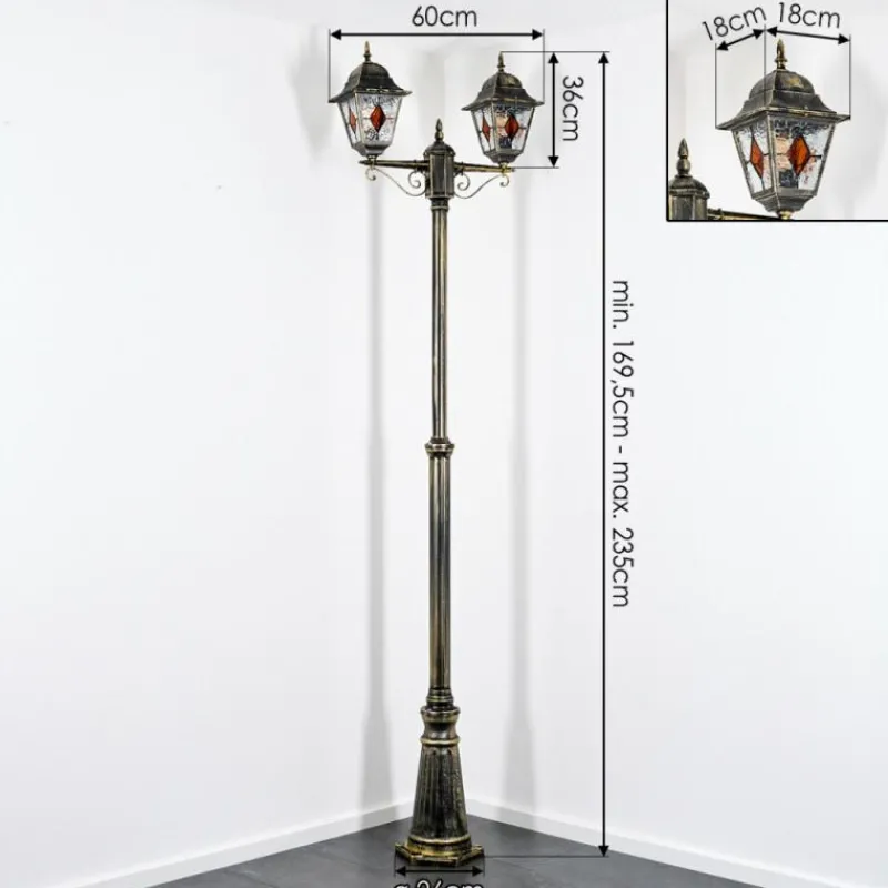 Luminaires Rustiques-hofstein Chatelain Luminaire extérieur, Réverbère, Eclairage de chemin Or, Noir, 2 lumières